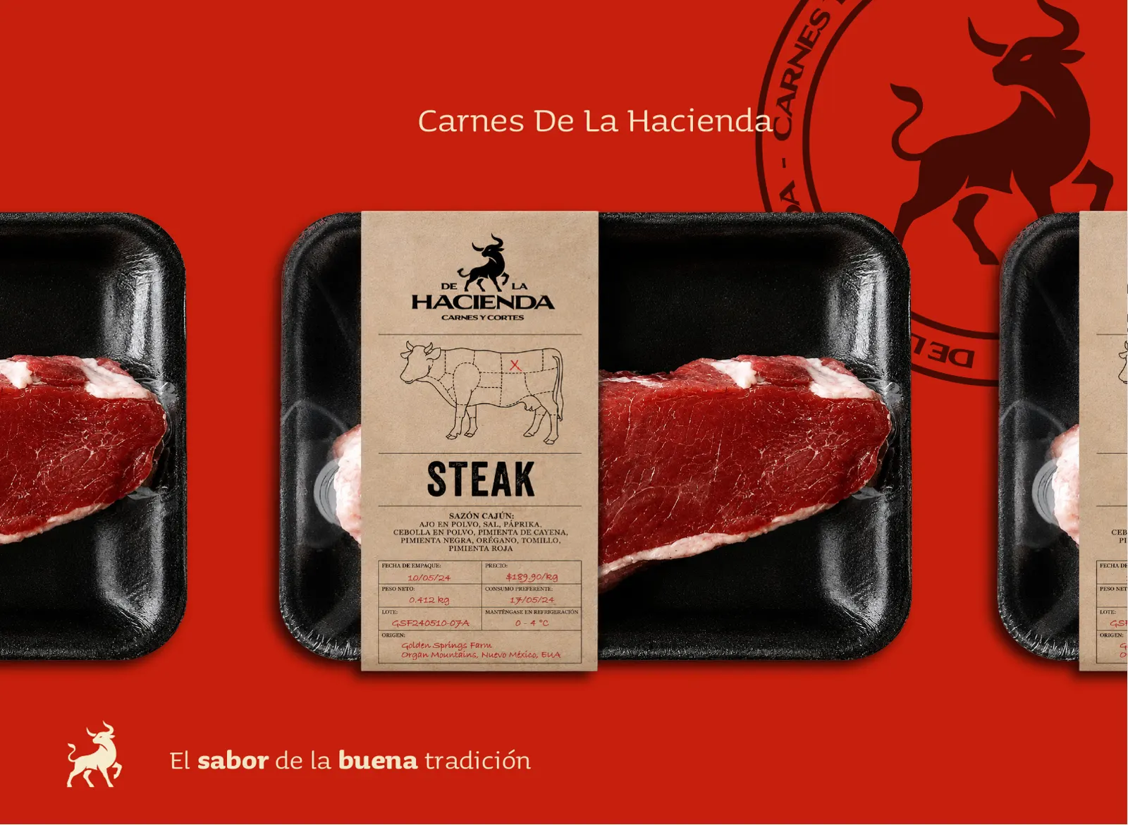 Corte de res empacado en bandeja De La Hacienda